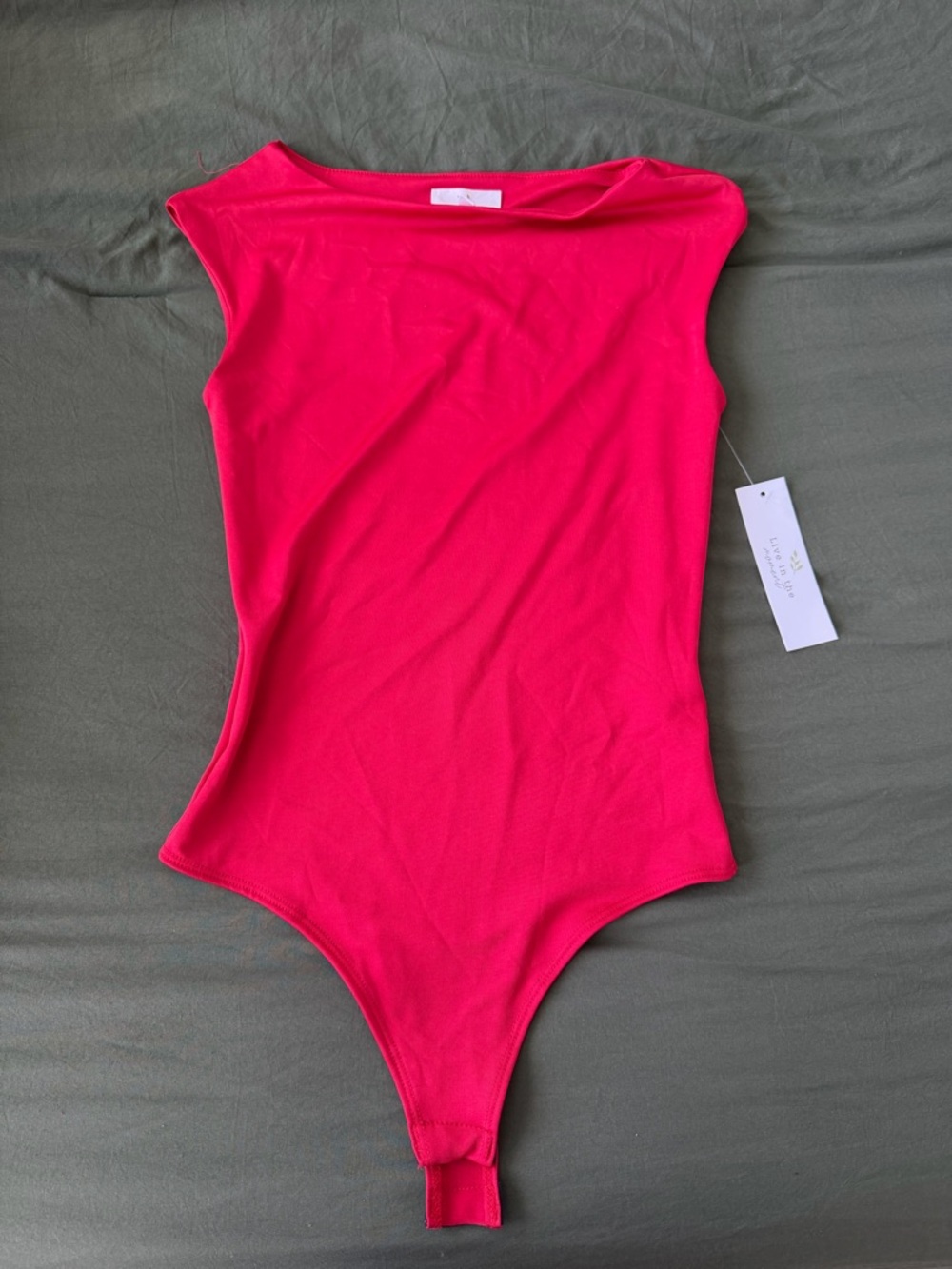 Women’s Bright Red Boatneck One-Piece Bodysuit